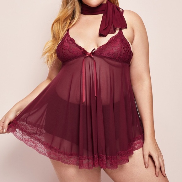 ➕Wine Babydoll Nighty - Picture 2 of 6